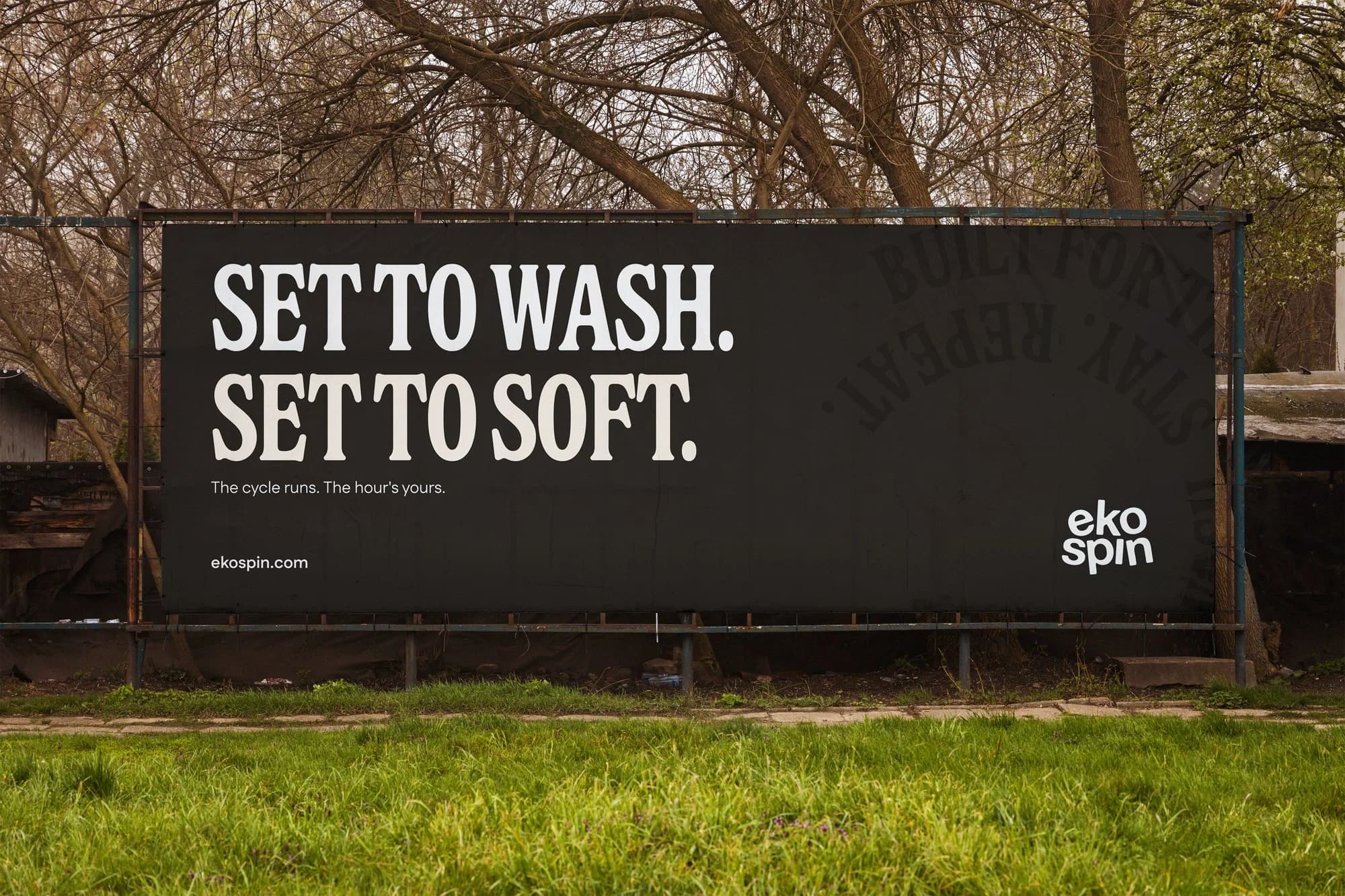 A billboard by a road: Set to wash. Set to soft.