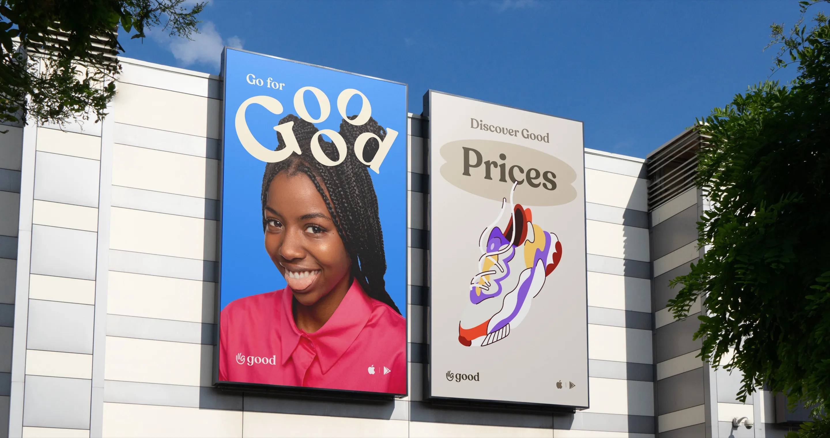 Go for Good billboards on a Lagos building, beside a board of everyday prices